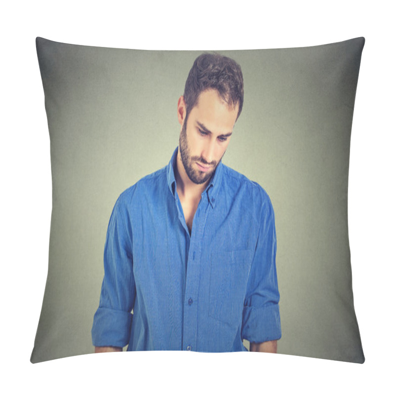 Personality  Sad Lonely Young Man Looking Down Has No Energy Motivation In Life Depressed  Pillow Covers