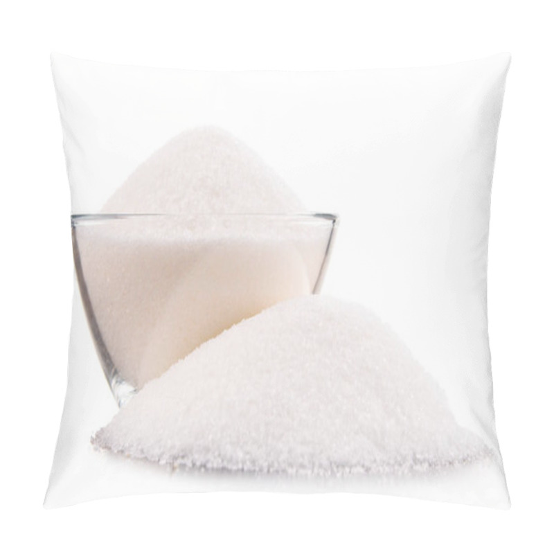 Personality  Bowl Of White Refined Sugar On White Background Pillow Covers