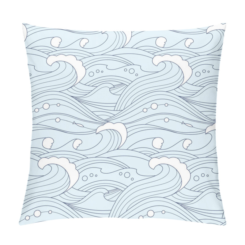 Personality  Sea Waves Seamless Pattern Pillow Covers