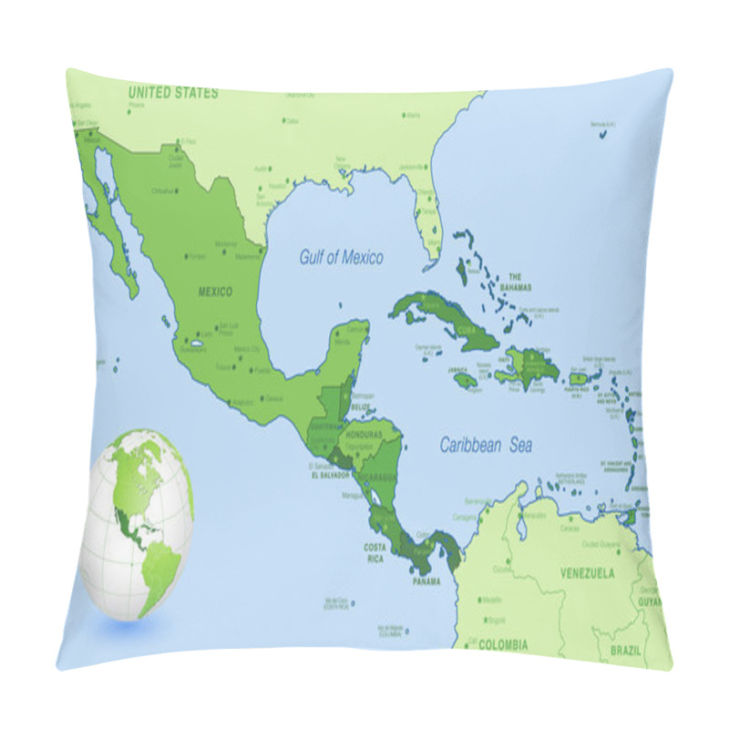 Personality  High Detail Central America Green Vector Map Set Pillow Covers