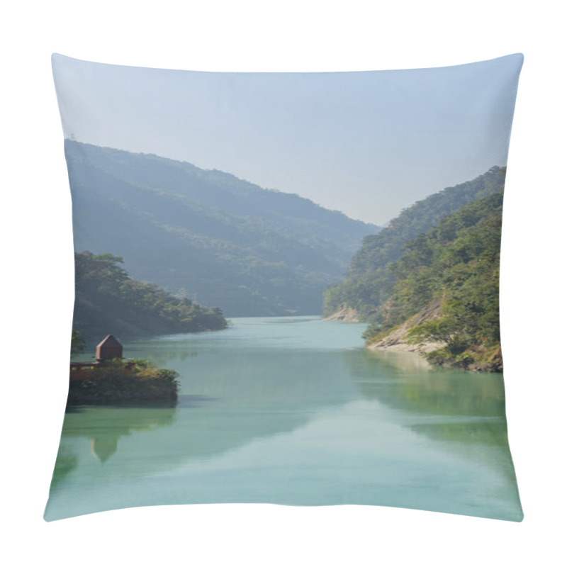 Personality  Teesta River Flowing Down From Sikkim To Darjeeling District With Lush Green Hills And Mountains On Both Sides Pillow Covers