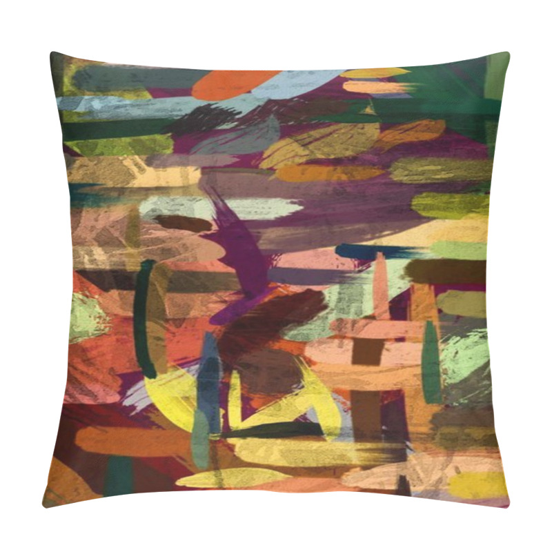 Personality  Abstract Psychedelic Grunge Background Graphic Stylization On A Textured Canvas Of Chaotic Blurry Strokes And Strokes Of Paint. Pillow Covers