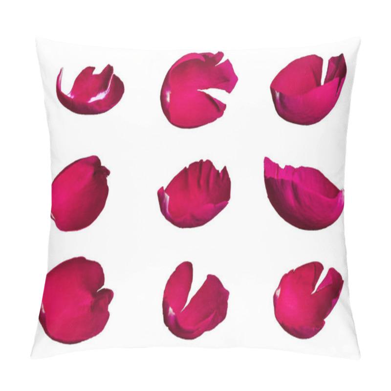 Personality  A Set Of Red Rose Petals On A White Background Isolated, Rose Petals Collection Pillow Covers