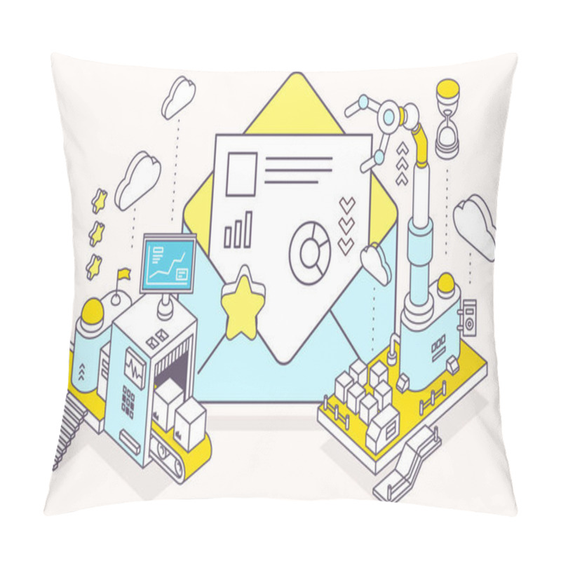 Personality  Vector Illustration Of Envelope And Three Dimensional Mechanism  Pillow Covers