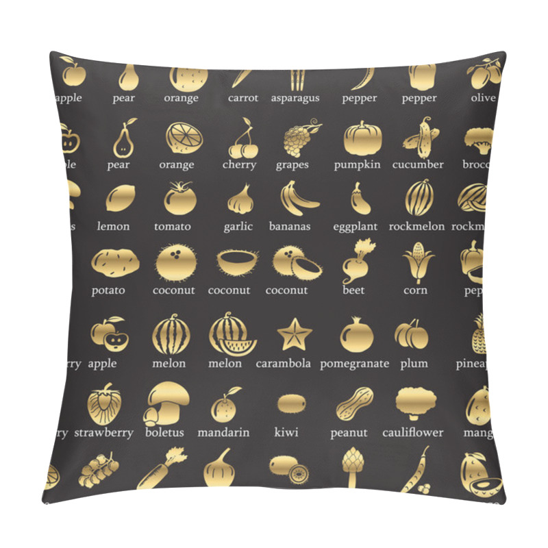 Personality  Set Of Fruits And Vegetables Icons Pillow Covers