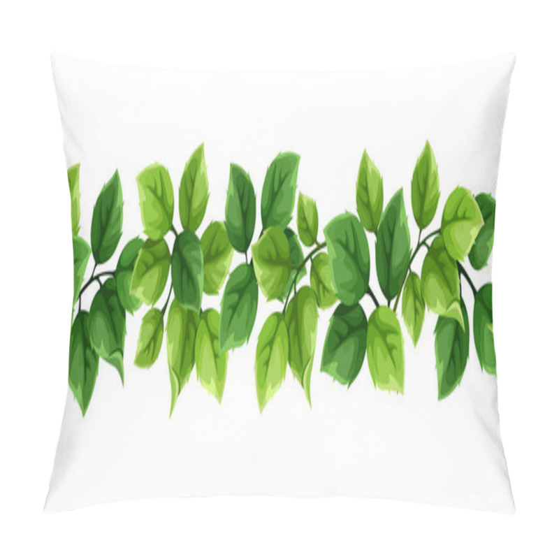 Personality  Vector Horizontal Seamless Border With Green Leaves. Pillow Covers