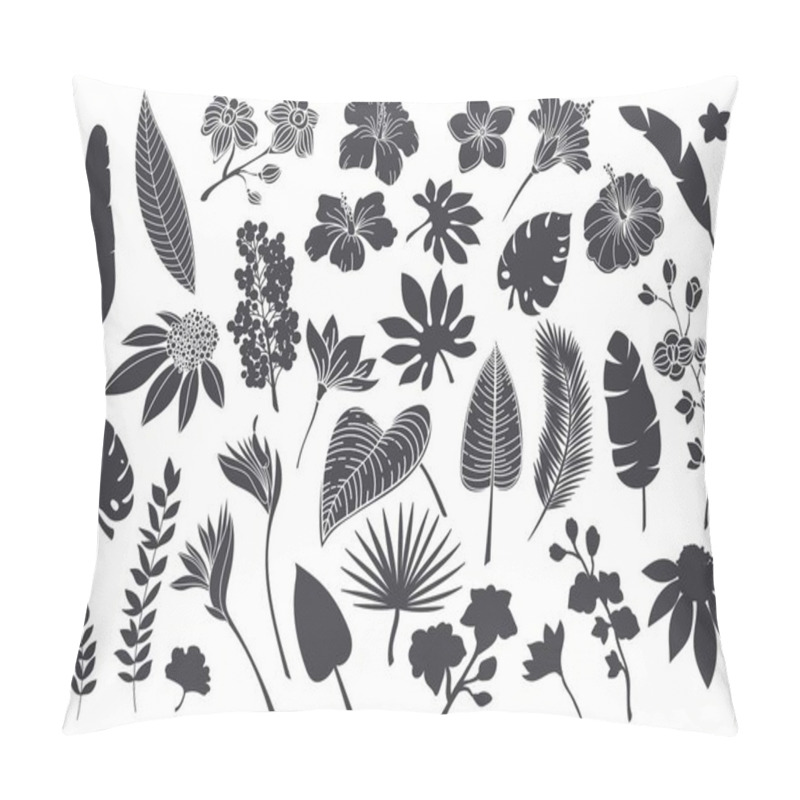 Personality  Silhouettes Tropical Leaves And Flowers Pillow Covers