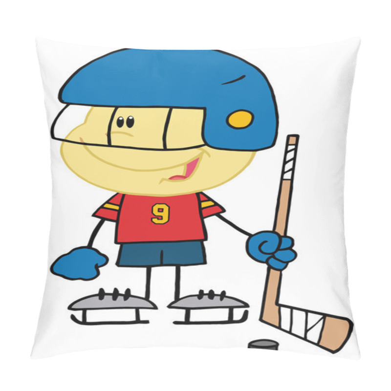 Personality  Caucasian Boy Playing A Hockey Goalie Pillow Covers