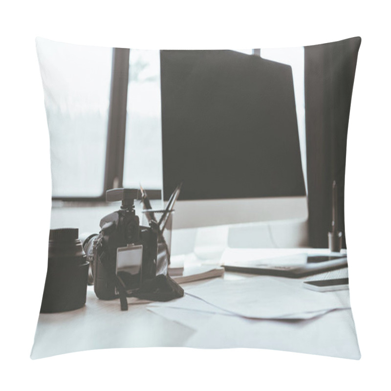 Personality  Computer Monitor And Photo Camera Pillow Covers