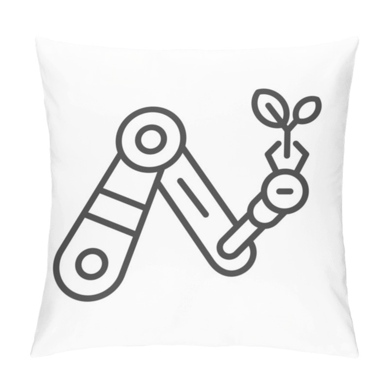 Personality  Smart Farming Robots Icon In Line Design. Smart, Farming, Robots, Agriculture, Technology, Automation, Machinery On White Background Vector. Smart Farming Robots Editable Stroke Icon Pillow Covers