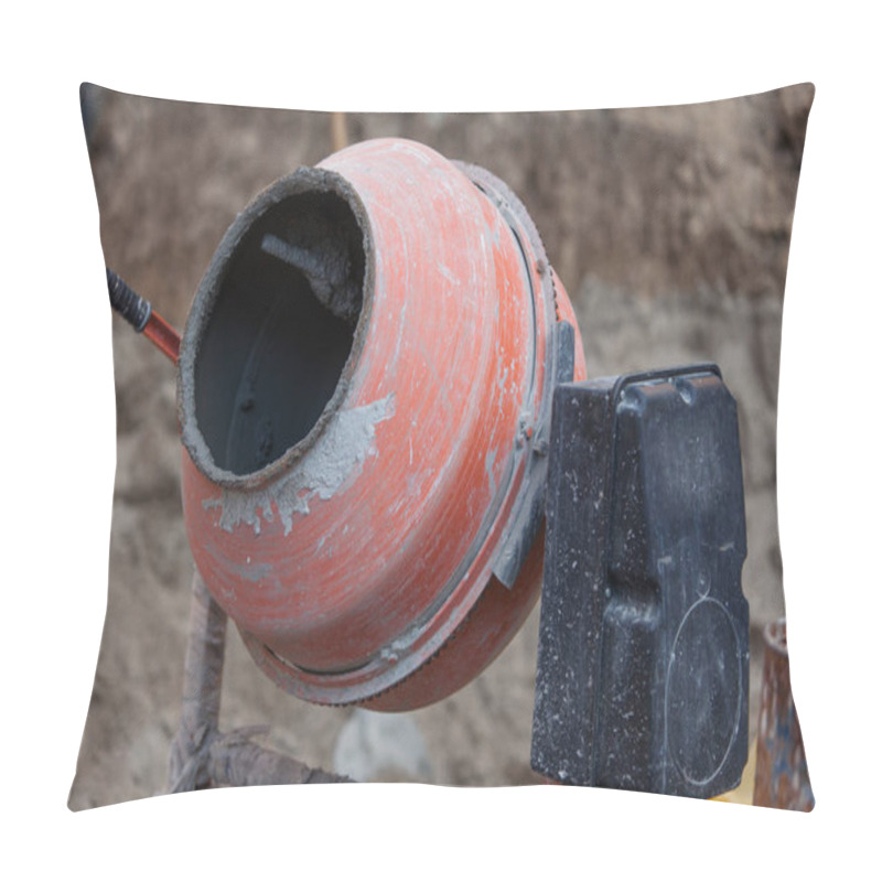 Personality  A Shallow Focus Shot Of An Industrial Cement Mixer Machine At The Construction Site Pillow Covers