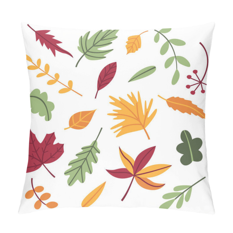 Personality  Set Of Autumn Leaves And Twigs In Cartoon Flat Doodle Style. Leaf Of Maple, Oak And Various Trees. Objects, Elements, Cliparts, Items For The Design Of Postcards, Posters, Banners. For Thanksgiving Pillow Covers