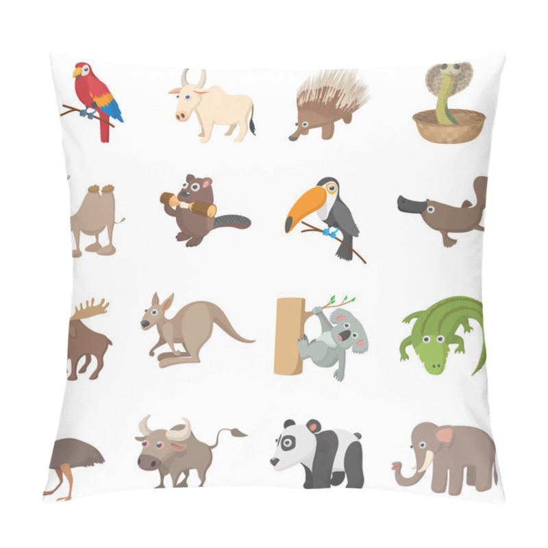 Personality  Animal Icons Set, Cartoon Style Pillow Covers