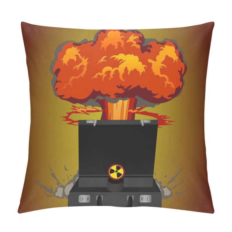 Personality  Illustration Of Suitcase With Nuclear Button Near Explosion  Pillow Covers