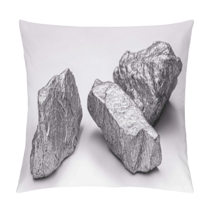 Personality  Raw Manganese. Manganese Stone Isolated On White Background. Mineral Extraction Of Heavy Metals. Pillow Covers