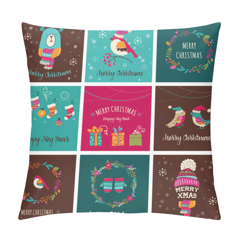 Personality  Merry Christmas Design Greeting Cards - Doodle Illustrations Pillow Covers