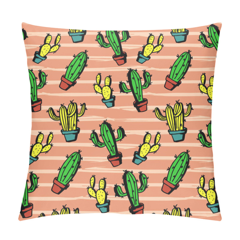 Personality  Colorful Cactus Pattern With Awesome Drawing Style For Children Trendy Textile, Print And Wrapping. Pillow Covers