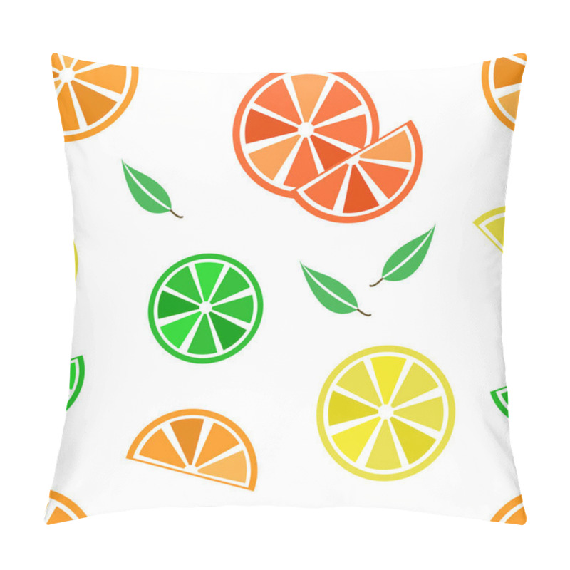 Personality  Colorful Seamless Pattern With Citrus Fruits And Leaves On White Background. Vector Illustration Pillow Covers