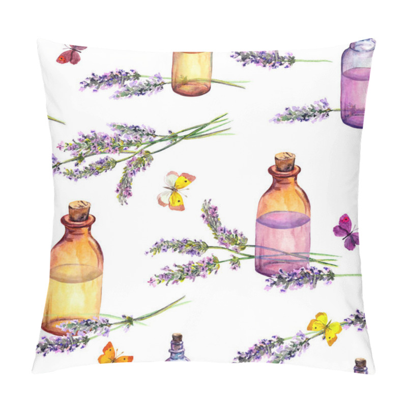 Personality  Lavender Flowers, Oil Perfume Bottles, Butterflies. Repeating Pattern For Cosmetic, Perfume, Beauty Design. Vintage Watercolor Pillow Covers