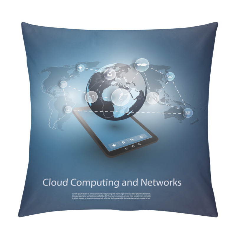 Personality  Global Networks, Cloud Computing - Illustration For Your Business Pillow Covers