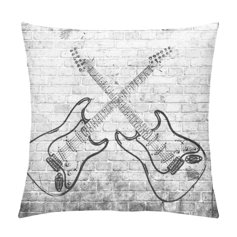 Personality  Grunge Rock Music Poster On Brick Wall Pillow Covers