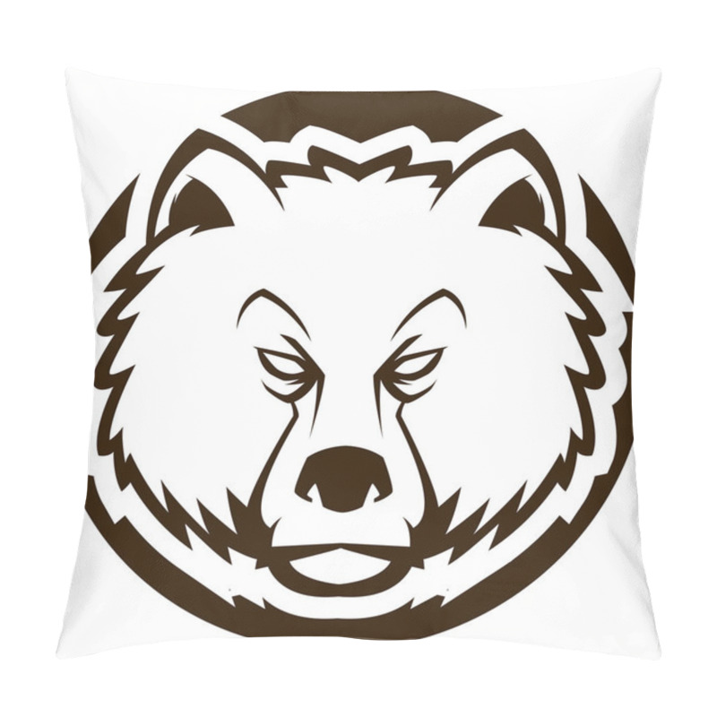 Personality  Angry Bear Black And White Mascot Vector Illustration Pillow Covers