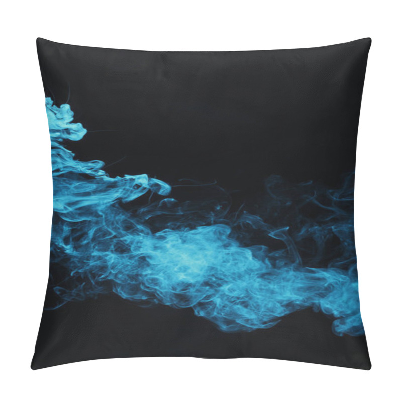 Personality  Blue Spiritual Smoke On Black Background  Pillow Covers