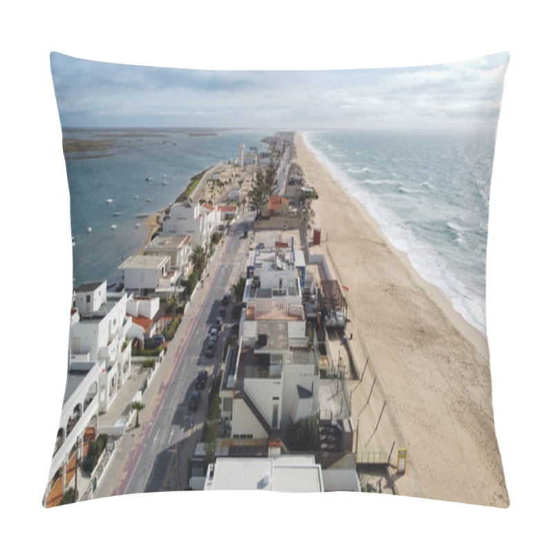 Personality  Aerial View Of Faro Beach With Ria Formosa And Atlantic Ocean, Portugal Pillow Covers