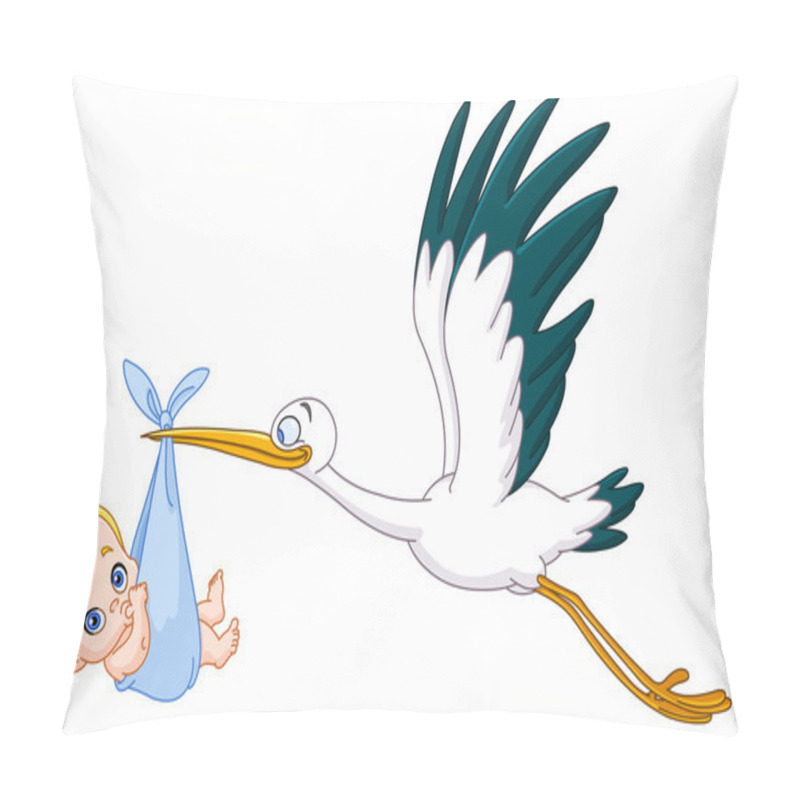 Personality  Stork And Baby Boy Pillow Covers