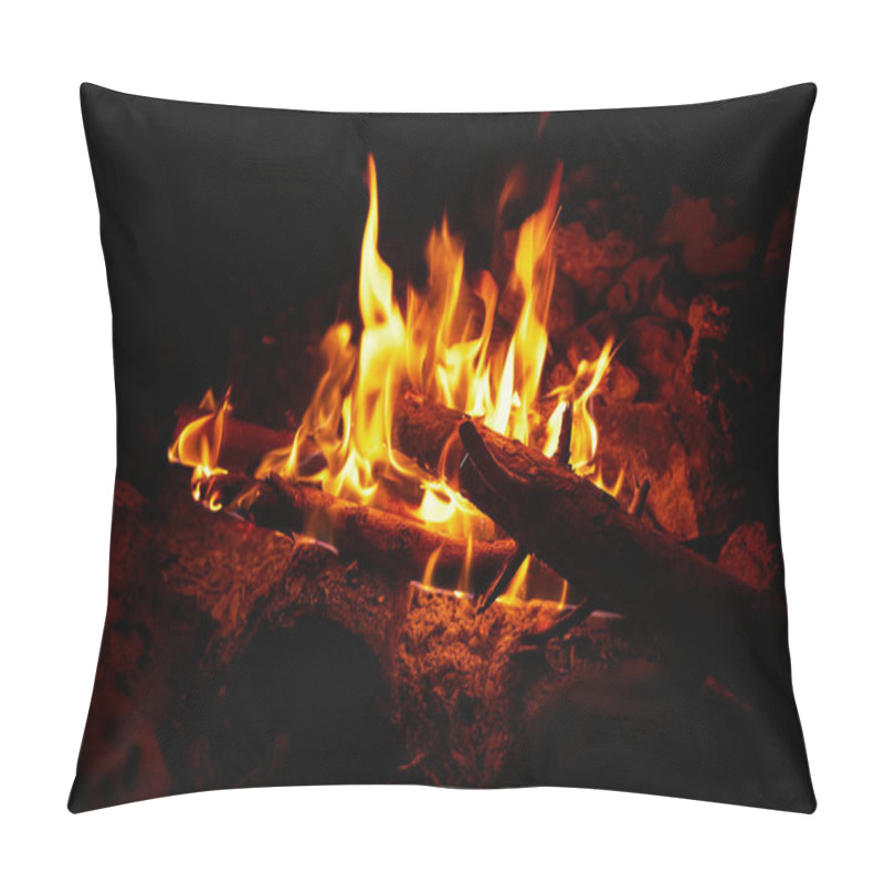 Personality  Flame On A Black Background In Natural Conditions At Night. Pillow Covers