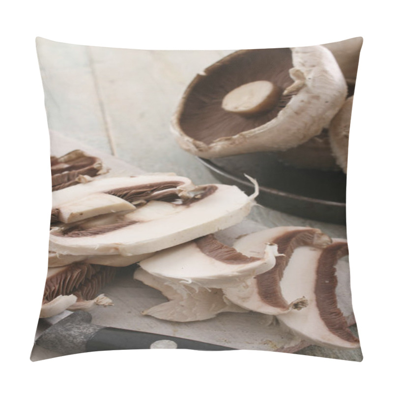 Personality  Fresh Uncooked Mushrooms Close Up Pillow Covers