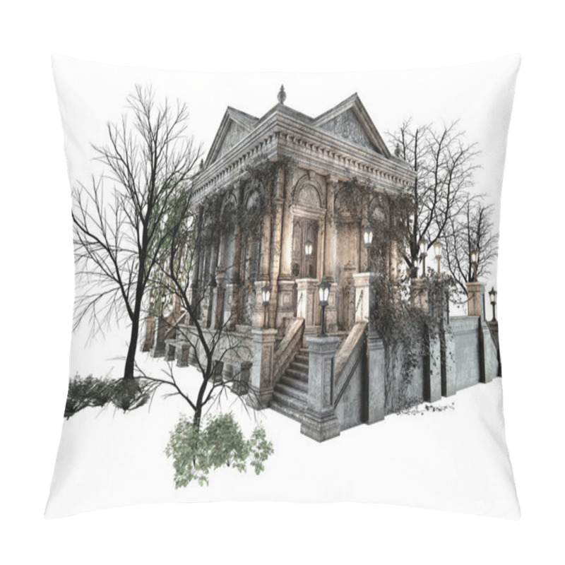 Personality  Academy Mansion Fantasy Architecture, 3D Illustration, 3D Rendering Pillow Covers