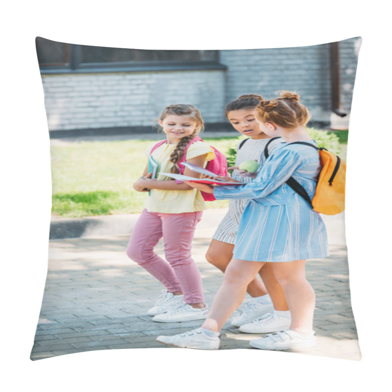 Personality  Group Of Happy Schoolgirls Walking Together After School Pillow Covers