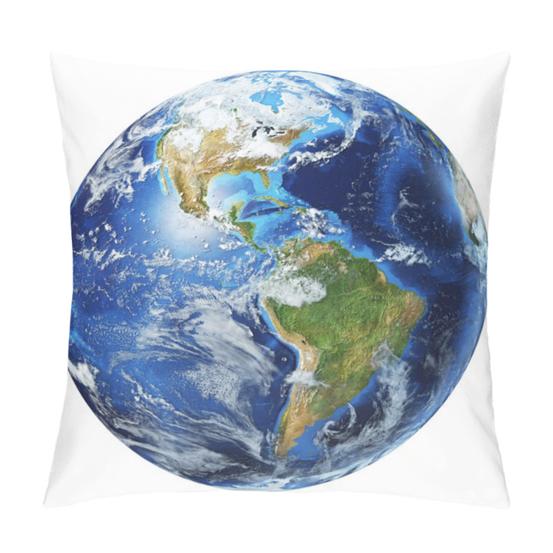 Personality  Earth Globe 3d Illustration. North America And South America Vie Pillow Covers