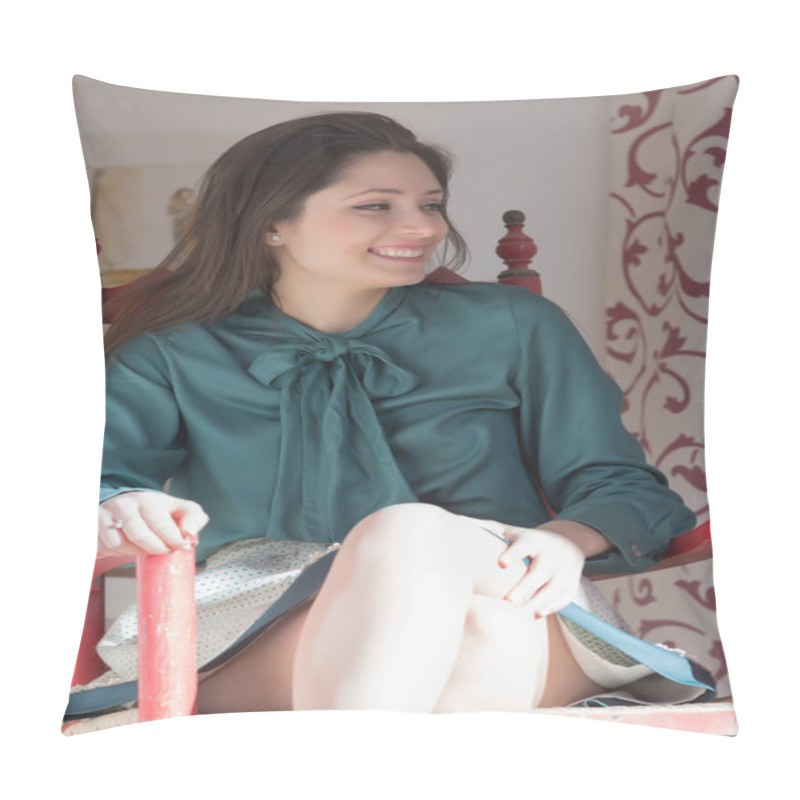 Personality  Elegant Woman Smiling Away Pillow Covers