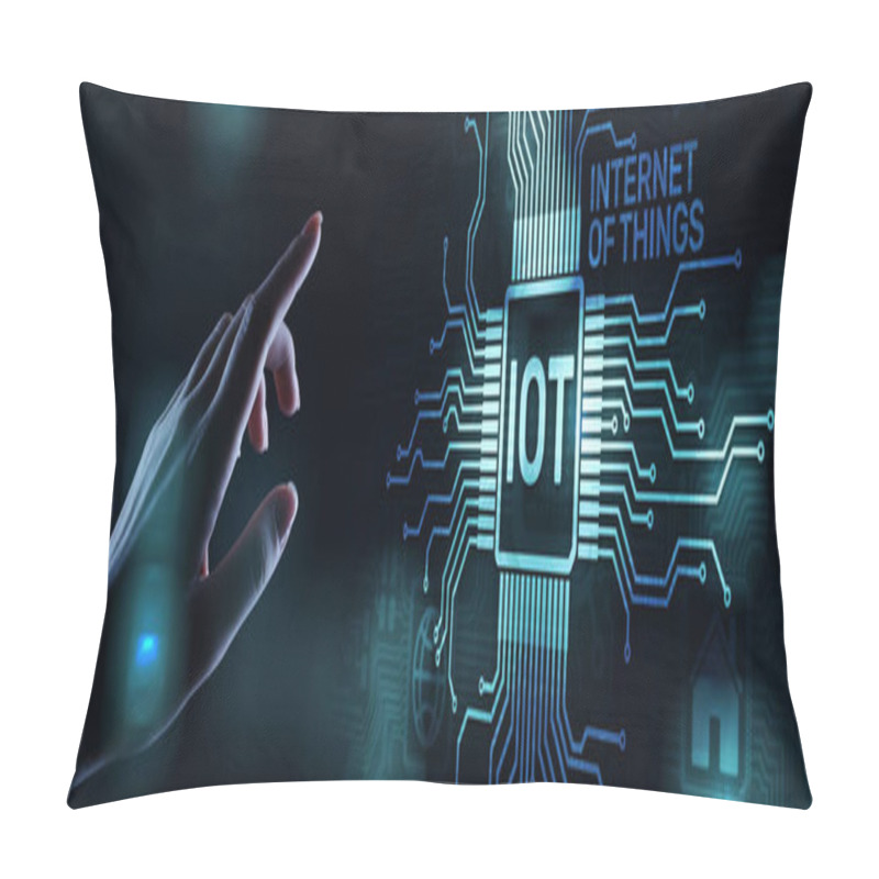 Personality  IOT Internet Of Things Digital Transformation Modern Technology Concept On Virtual Screen. Pillow Covers