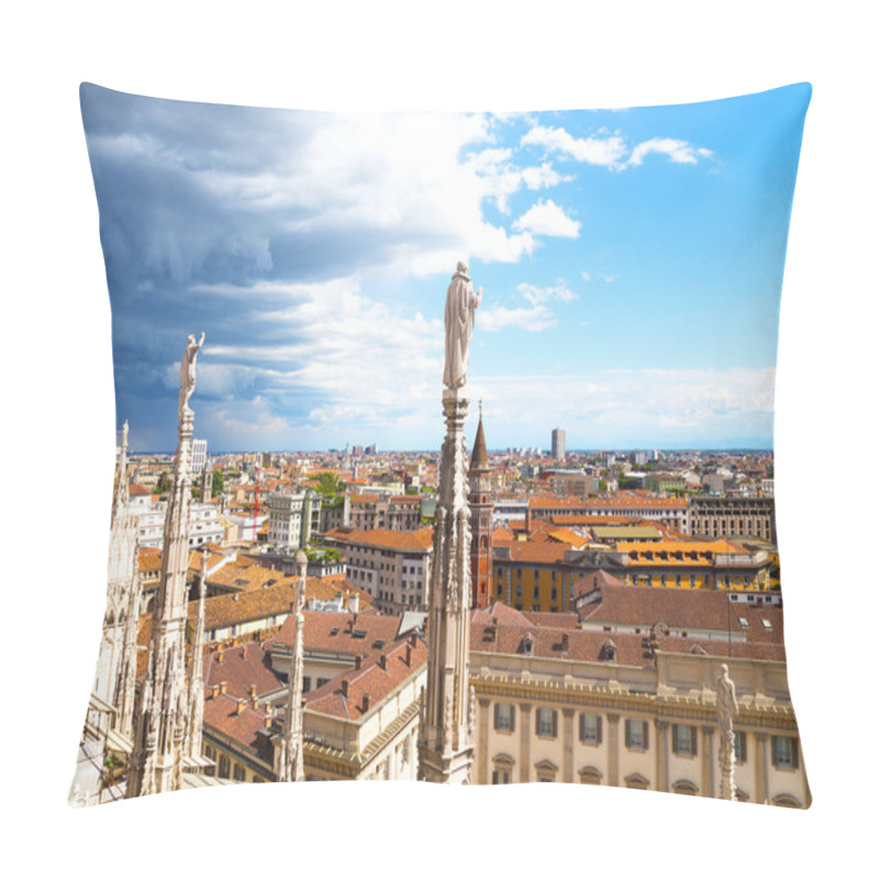 Personality  View On Downtown From Height Of The Dome Of Milan Cathedral. Pillow Covers