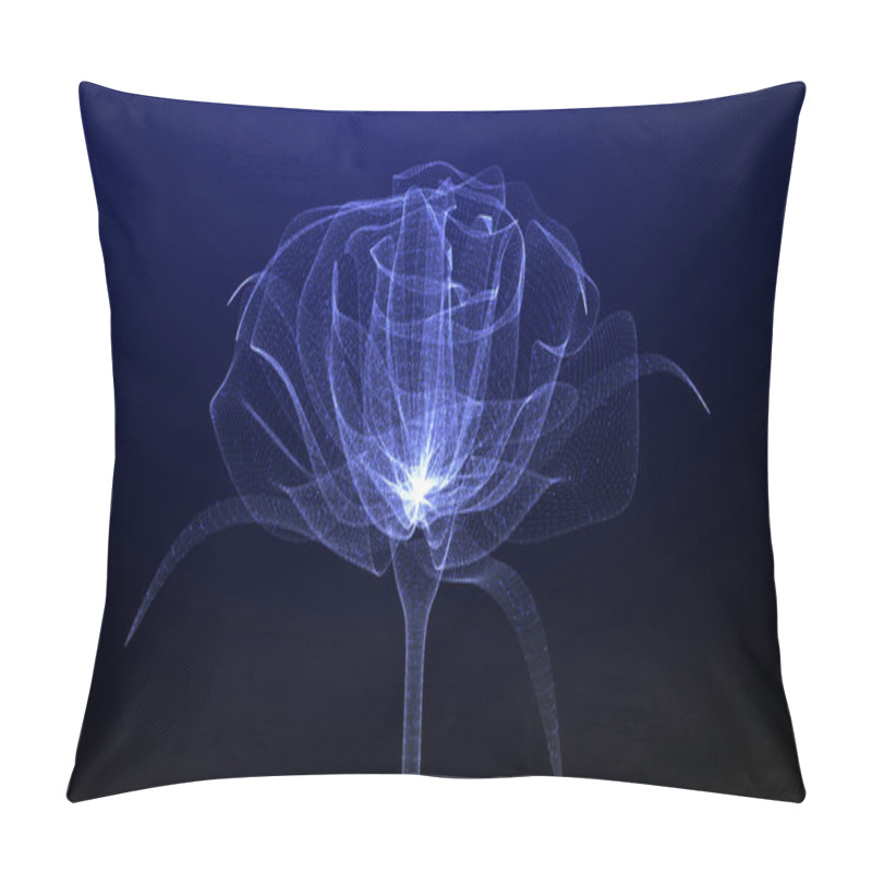 Personality  Beautiful Rose Flower With Glowing Light And Shiny Particles , 3D Concept Art, Closeup View, 3D Render Pillow Covers