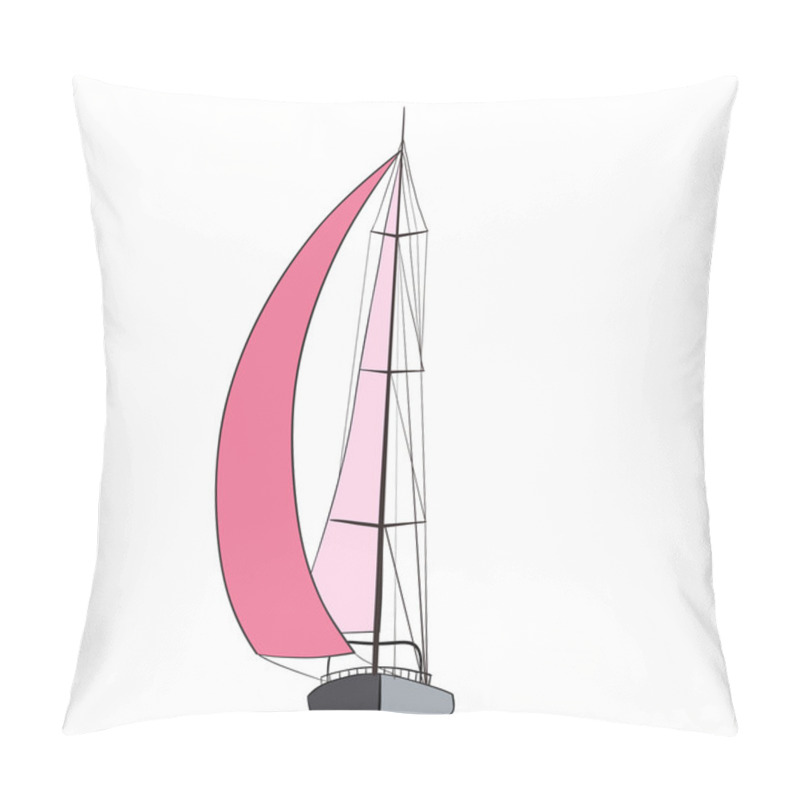 Personality  Sail Boat With Black Outline. Pillow Covers