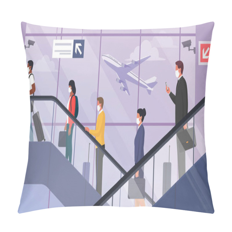 Personality  Travelers With Face Masks At The Airport Pillow Covers