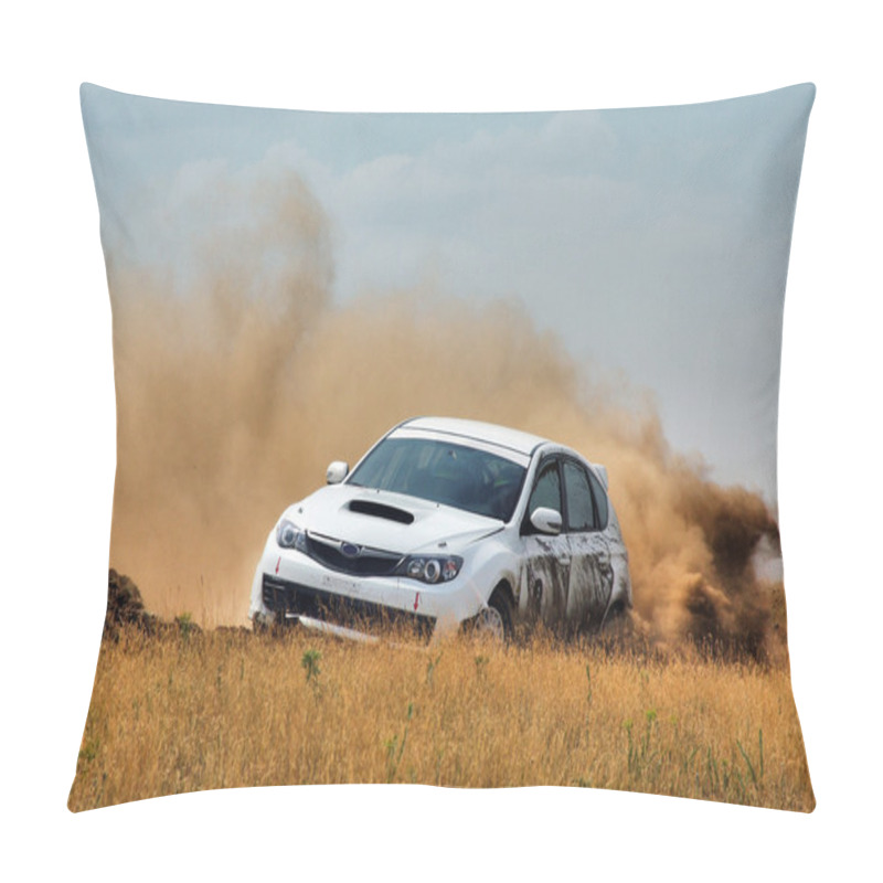 Personality  Wite Dirt Race Car On Road Pillow Covers