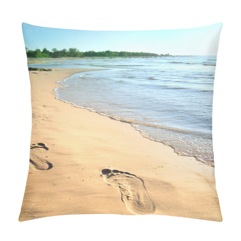 Personality  Footprint On Sand Pillow Covers