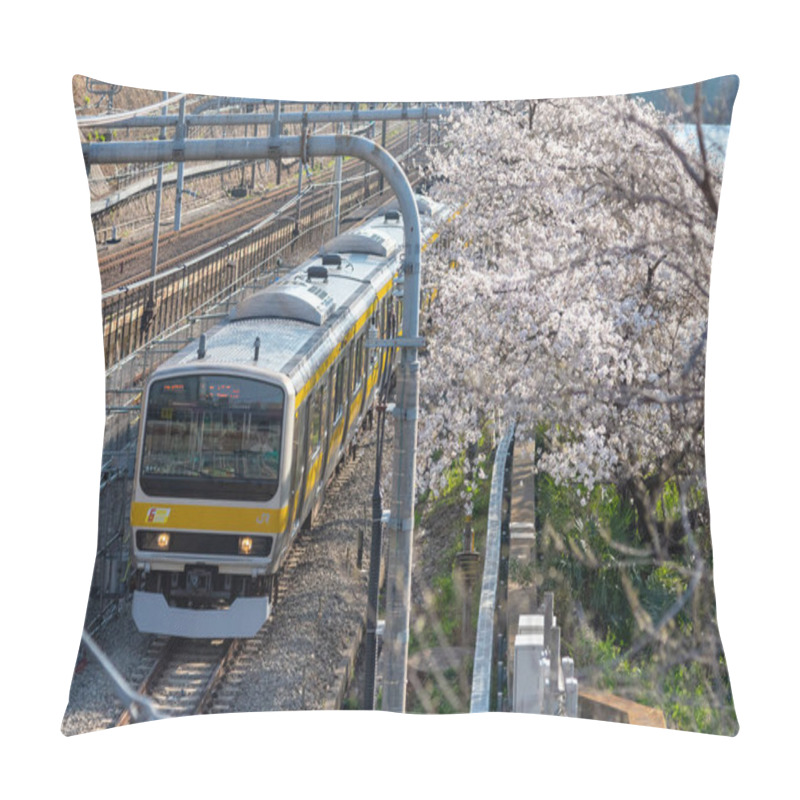 Personality  Sotobori Park Is Famous Cherry Blossoms Spot That Follows Along The Outer Moat Of The JR Chuo-Line, Sobu-Line From Iidabashi Station To Yotsuya Station. Pillow Covers