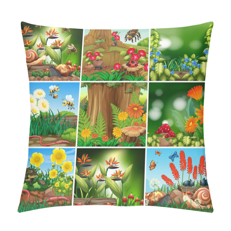 Personality  Set Of Background Scene With Nature Theme Pillow Covers