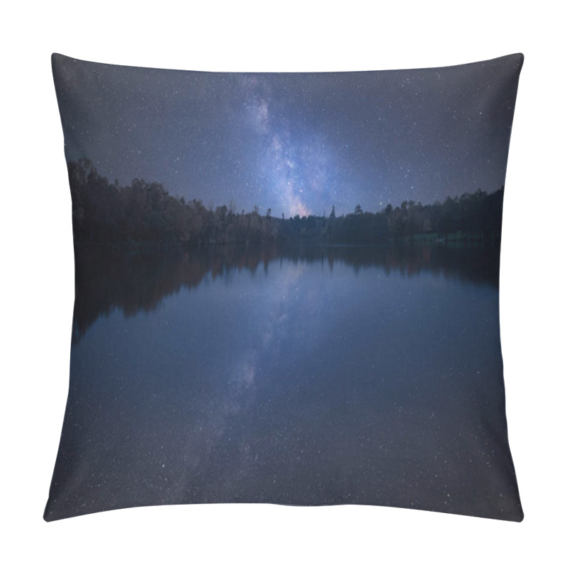 Personality  Stunning Vibrant Milky Way Composite Image Over Landscape Of Still Lake Pillow Covers