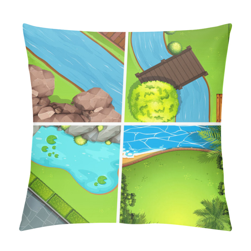 Personality  Four Scenes Of Park From Top View Pillow Covers