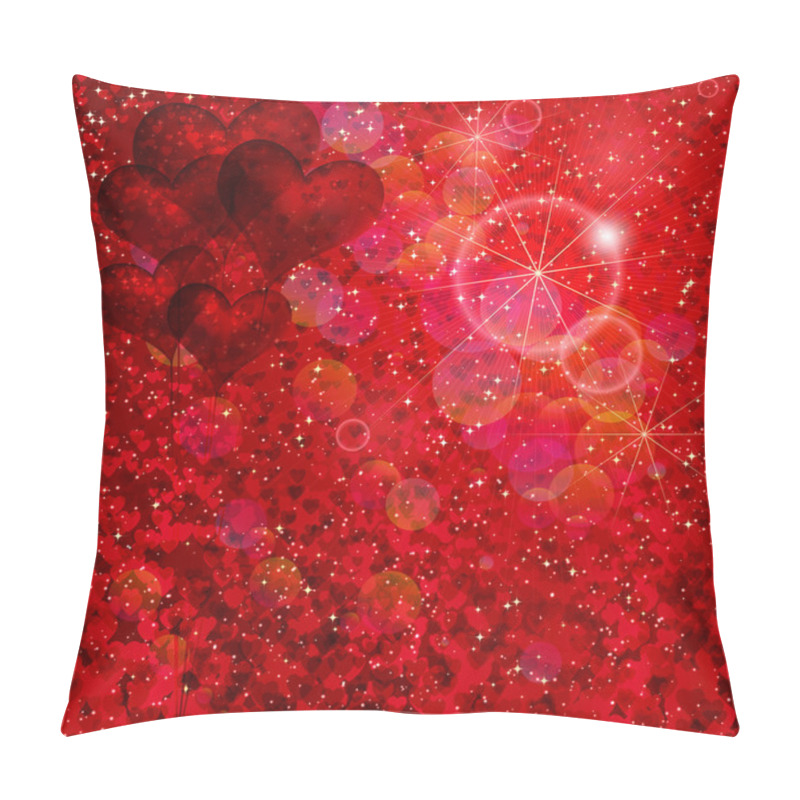 Personality  Balloons Hearts And Stars Falling On The Shiny Red Background. Pillow Covers