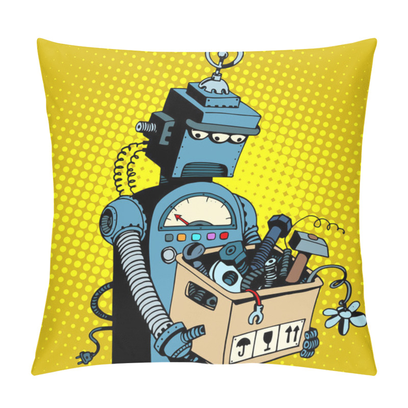 Personality  Sad Retro Robot Leaves Work Pillow Covers