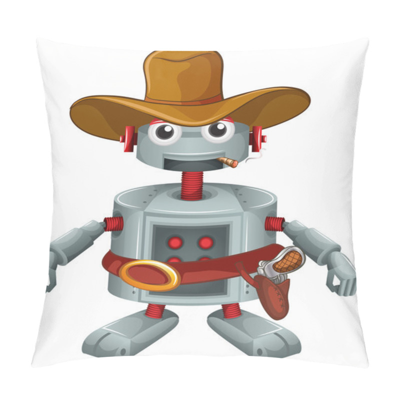 Personality  A Robot With A Hat And A Cigar Pillow Covers