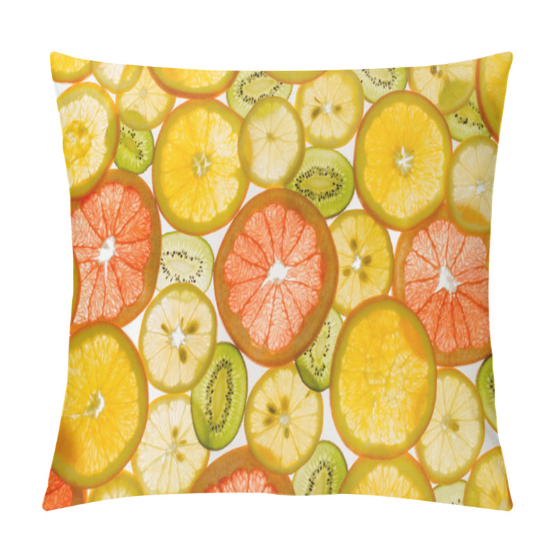 Personality  Transparency Sliced Fruits On White Background Pillow Covers